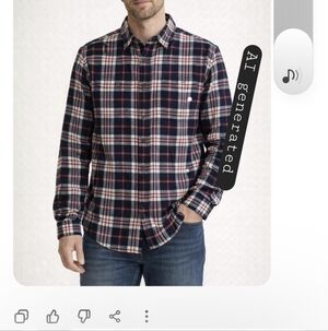 GAP Men's flannel Casual Plaid Shirt - Navy, Red, and White